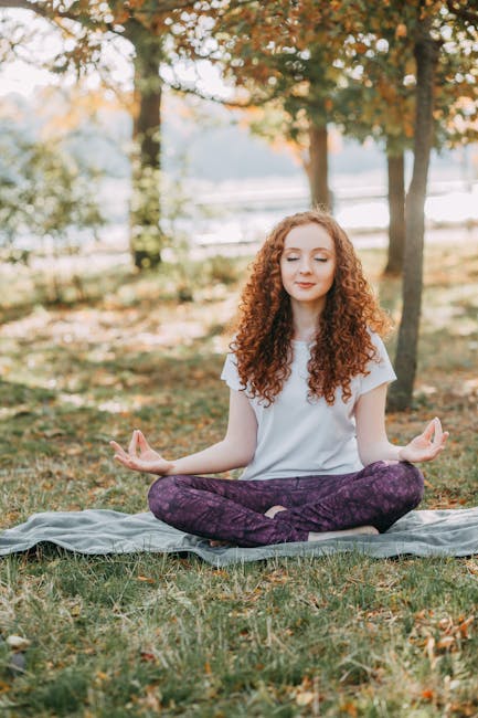 Calm person meditating outdoors